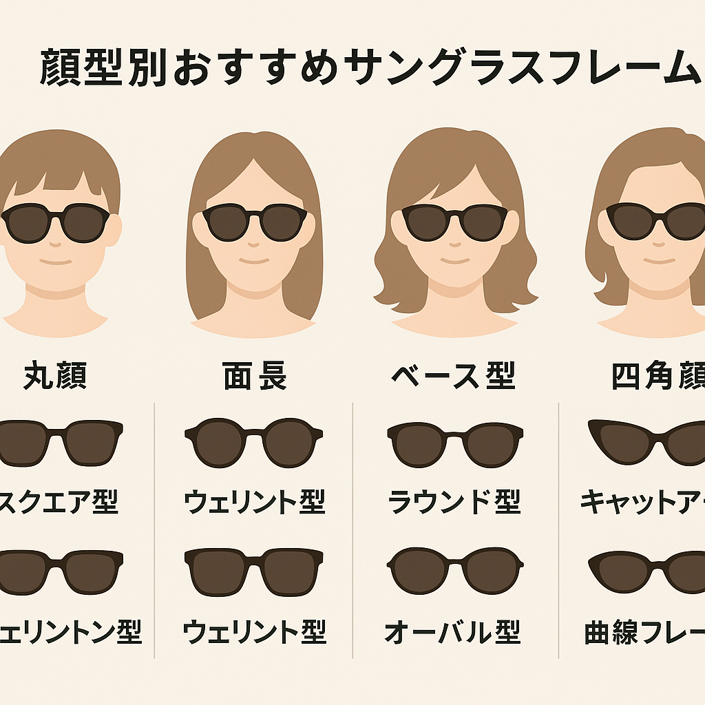 顔型別おすすめサングラスフレームの表